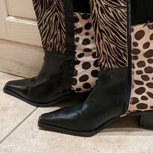 Stuart Weitzman Stunning Leopard Zebra Print Boots